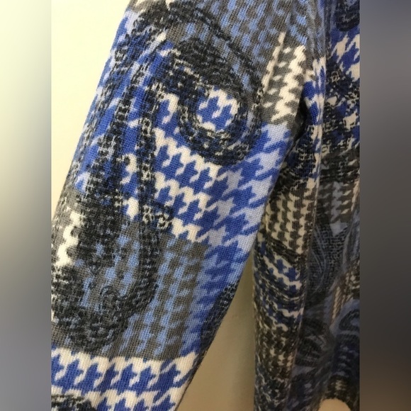 Talbots Womens Pure Merino Wool Houndstooth Paisley Print Open Cardigan Size M - Picture 9 of 15